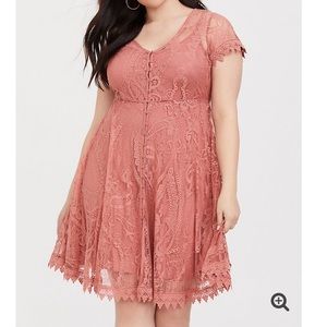 Blush Pink Lace Button Shirt Dress